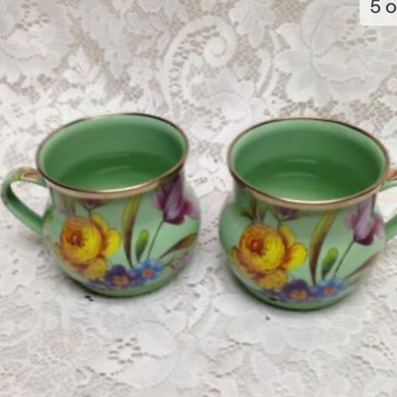 Vintage, MacKenzie Childs Green Enamelware 4pcTea -Luncheon Set - Picture 4 of 7